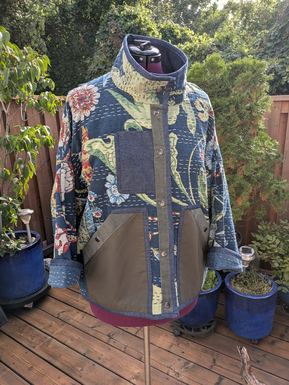 One-of-a-kind upcycled Kantha quilt jacket, handmade by The Ragwork Co.
Created